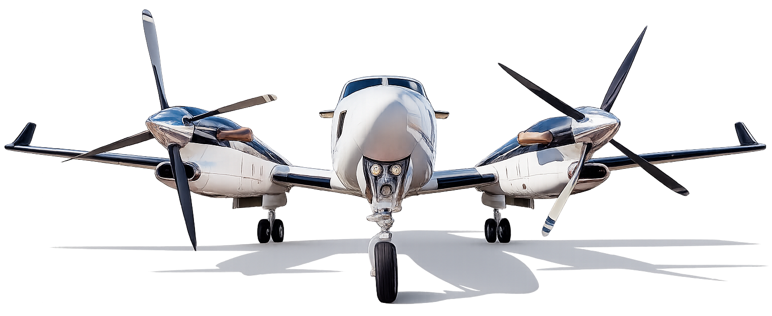 Twin engine turbine aircraft at Pawhuska Municipal Airport. Fly in and fuel up with 24/7 availability.